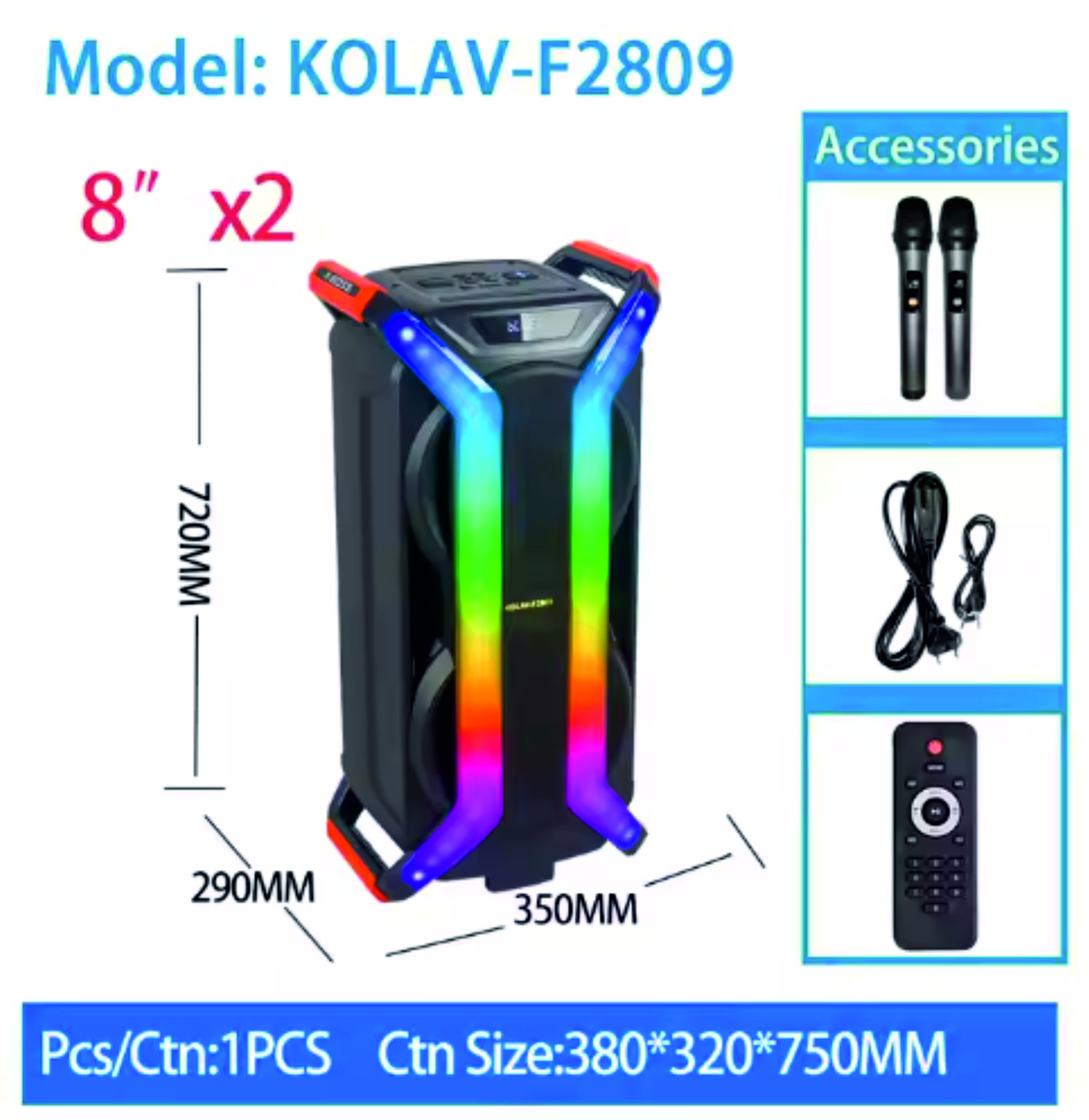 დინამიკი | Speaker KOLAV-F2809  Black