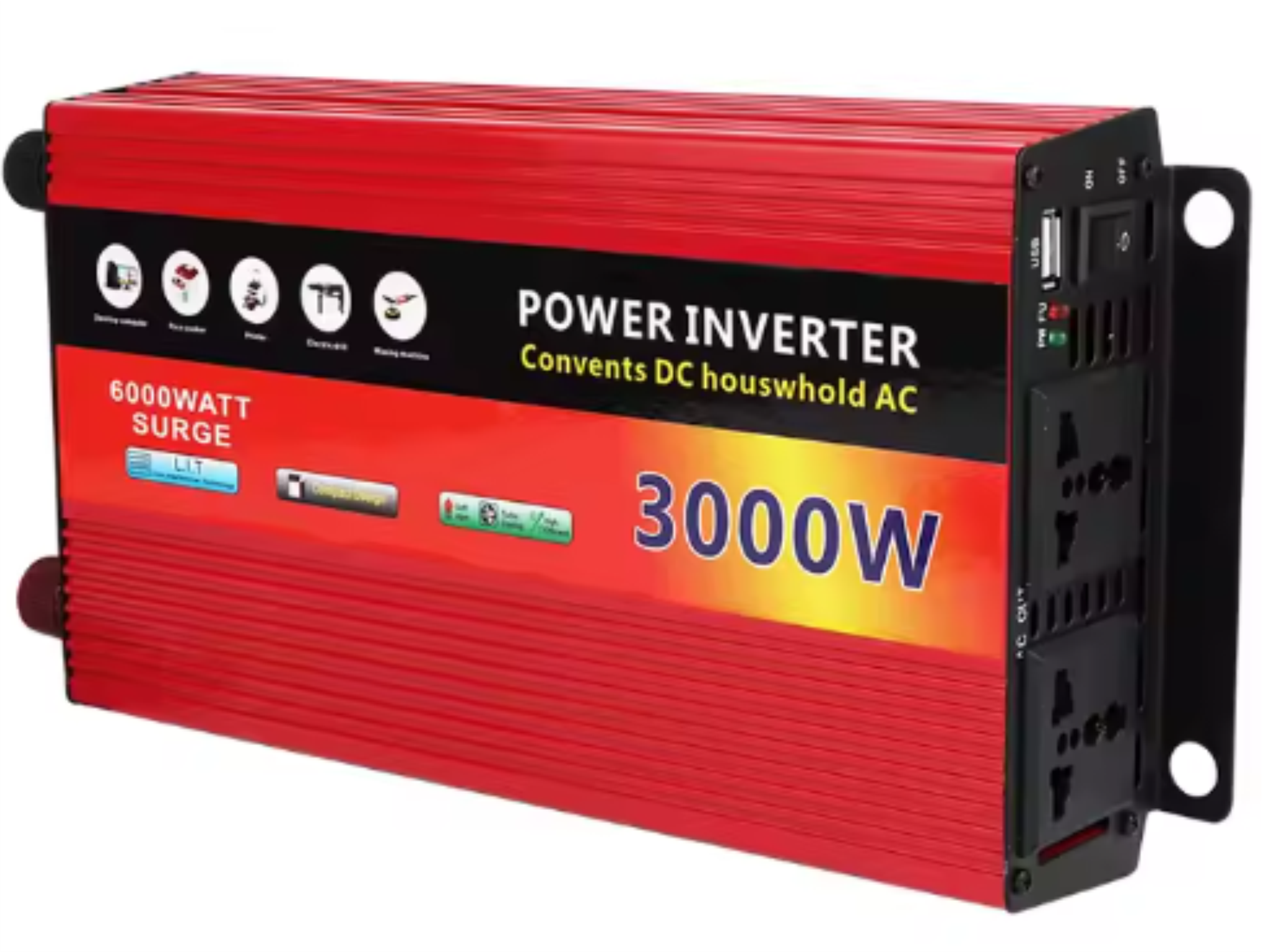 POWER INWERTER 3000W/ DC12V TO AC220V/ DC TO AC INVERTOR/ RED