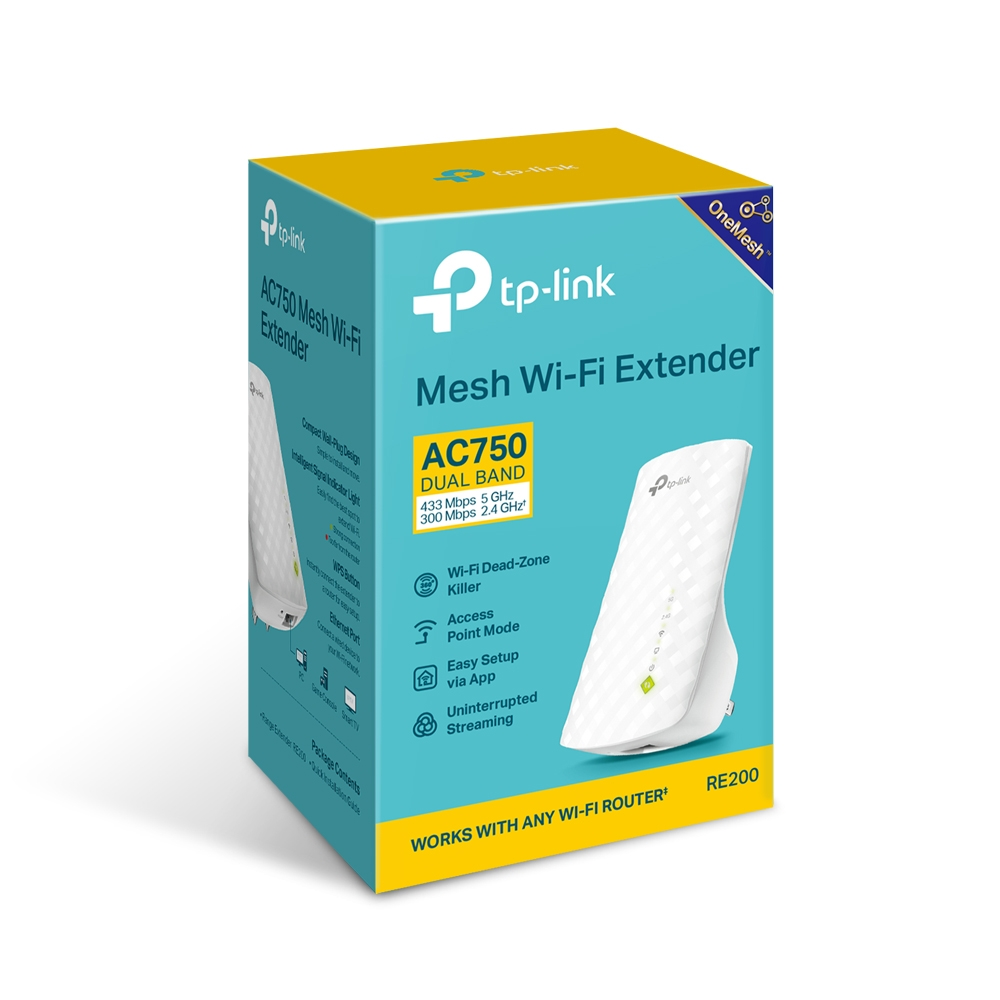 Wi-Fi გამავრცელებელი | TP-Link Meash Wi-Fi Extender AC750 RE200  / White