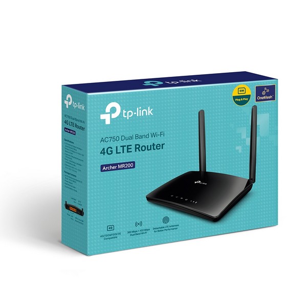 Wi-Fi როუტერი | TP-Link  MR202 AC750 Wireless  With Sim 4G LTE Router  Black