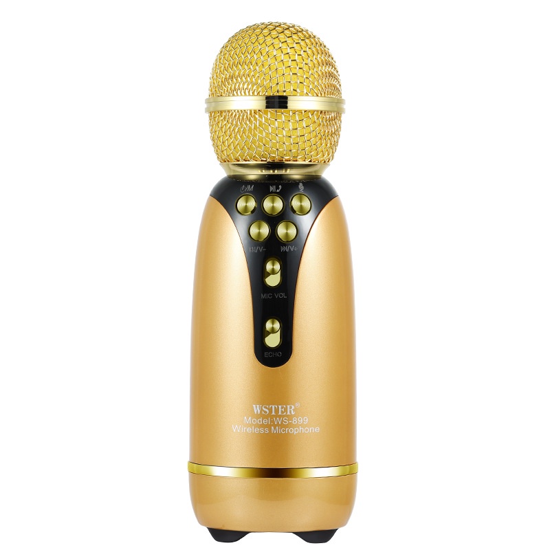 კარაოკე მიკროფონი | Karaoke Wireles Mikrophone Speaker WS-899  Gold