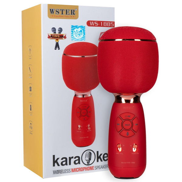კარაოკე მიკროფონი | Karaoke Wireles Mikrophone Speaker WS-1885  Red