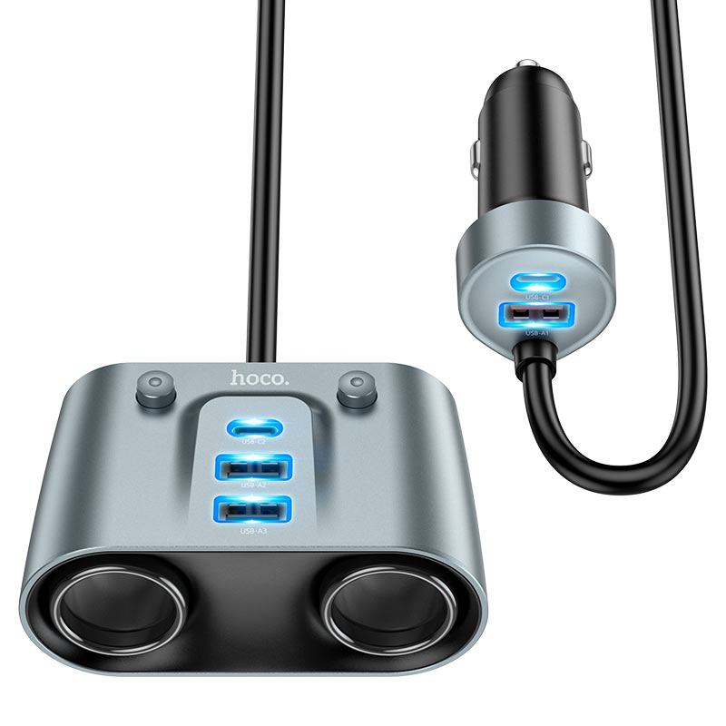 Car ადაპტერი გადამყვანით | Car HOCO Fast Charger Z51 147W / Black