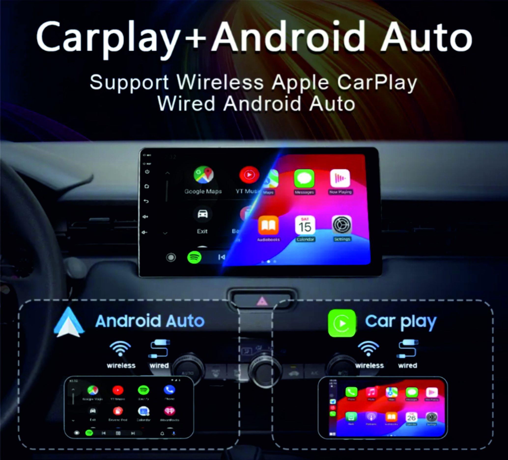 მაგნიტოფონი | Car Recorder  SENSATION TS100-9 4+64GB -CP-IPS / 9 inches / Android / Black