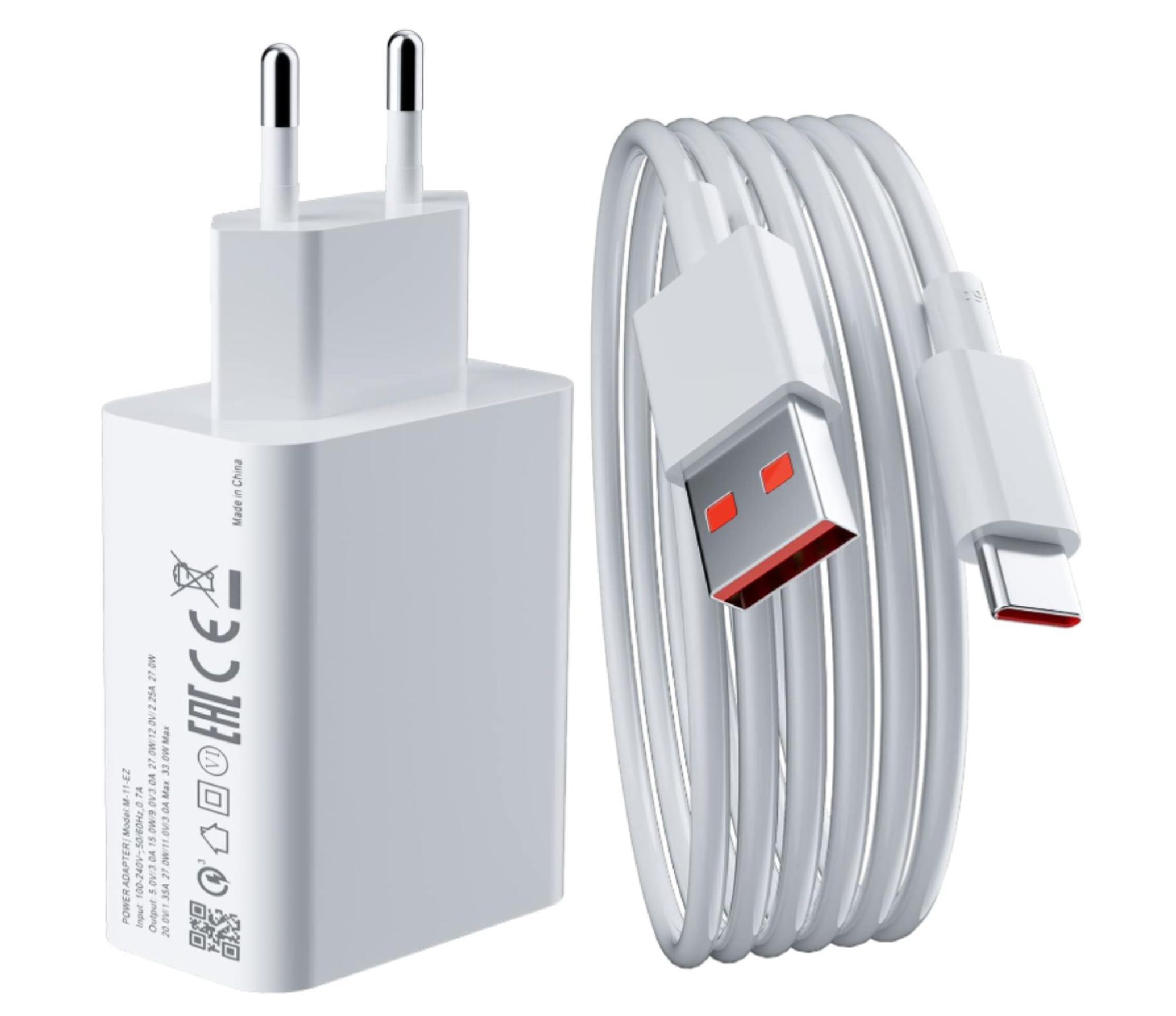 ადაპტერი კაბელით | Xiaomi Adapter With Cable 33W USB To Type-c/ MDY-11-EZ/ White