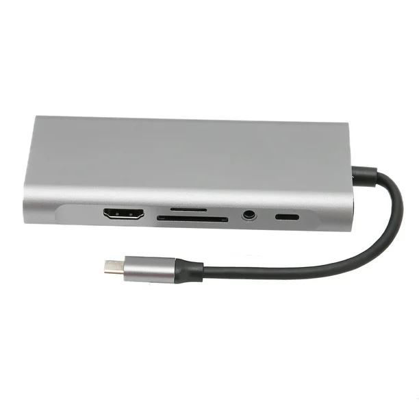 USB-C კონექტორი | Converter  Type-C To  HDTV 10 in 1/ 10 PORT/ Grey