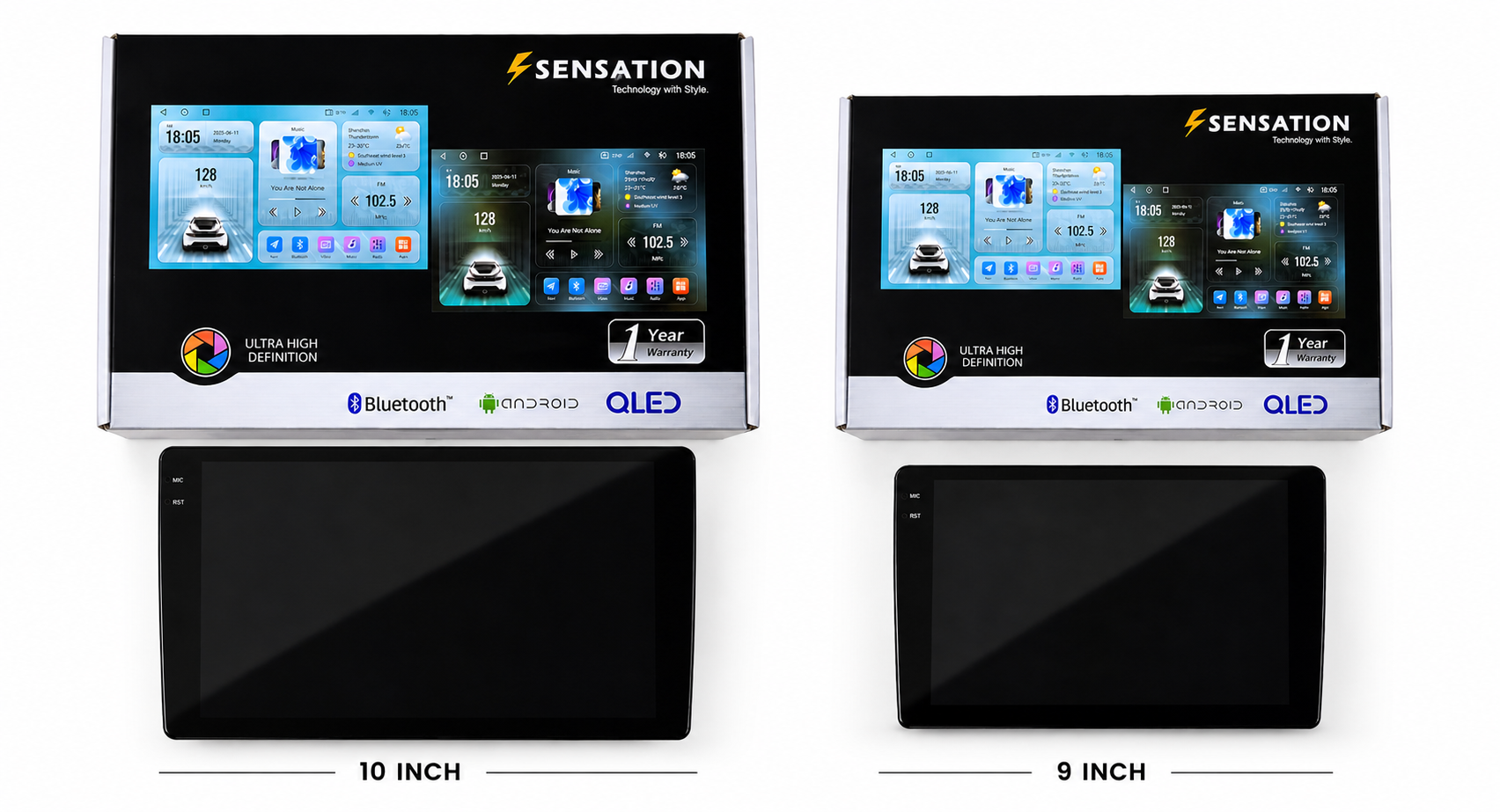 მაგნიტოფონი | Car Recorder  Sensation - QLED / UNIVERSAL 4+64GB / 9 inches / Android / Black T100-9