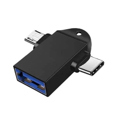 კონექტორი | Adapter OTG USB To Type-C To Micro / Black