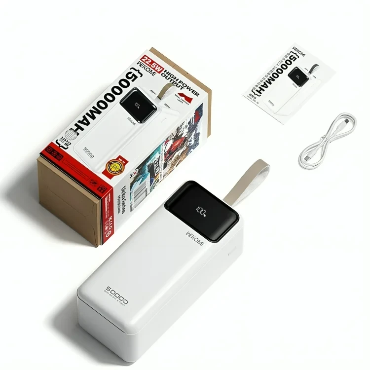 პოვერ ბანკი | Power bank charging / WEKOME WP-75/ 50000mAh/ With LED LIGHT / White 