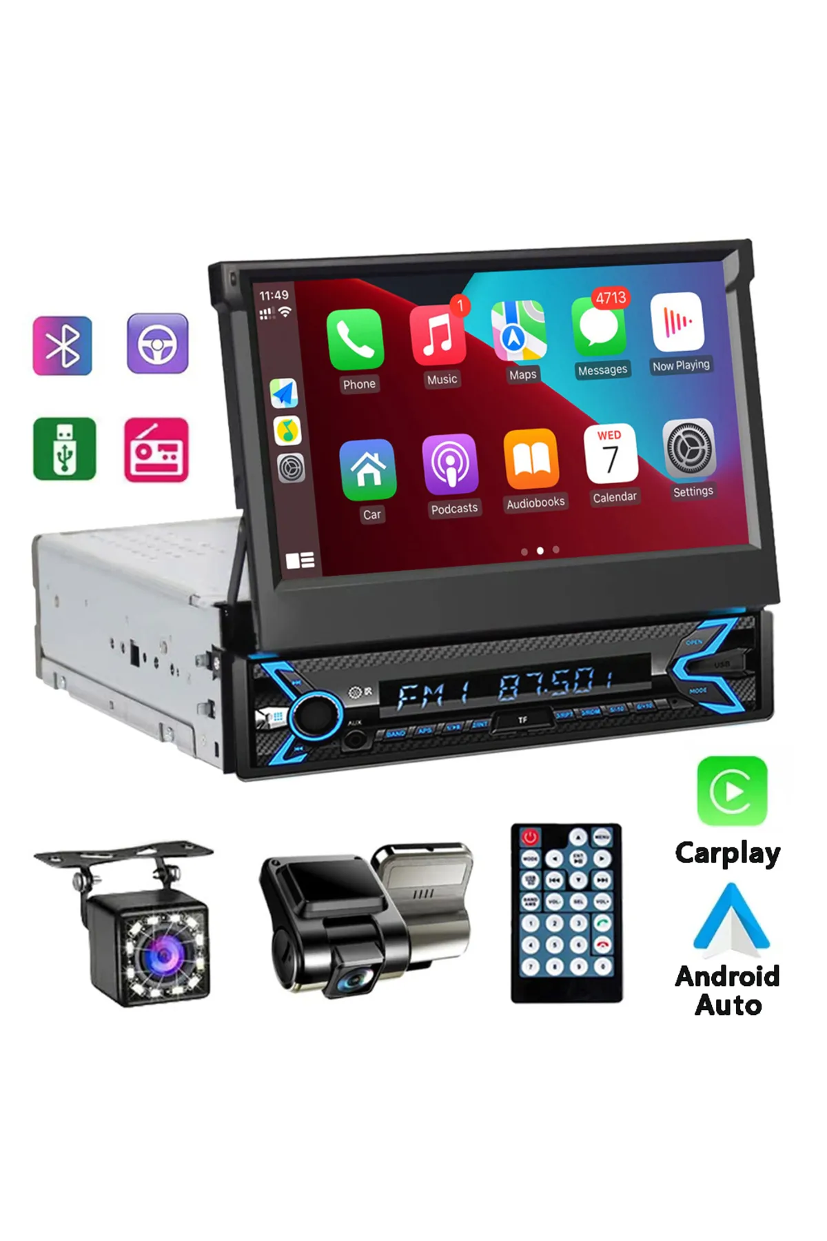 მაგნიტოფონი | Car Recorder  INDASH 7 inches 4+32 GB CPAA AV Automatic / Android / Black