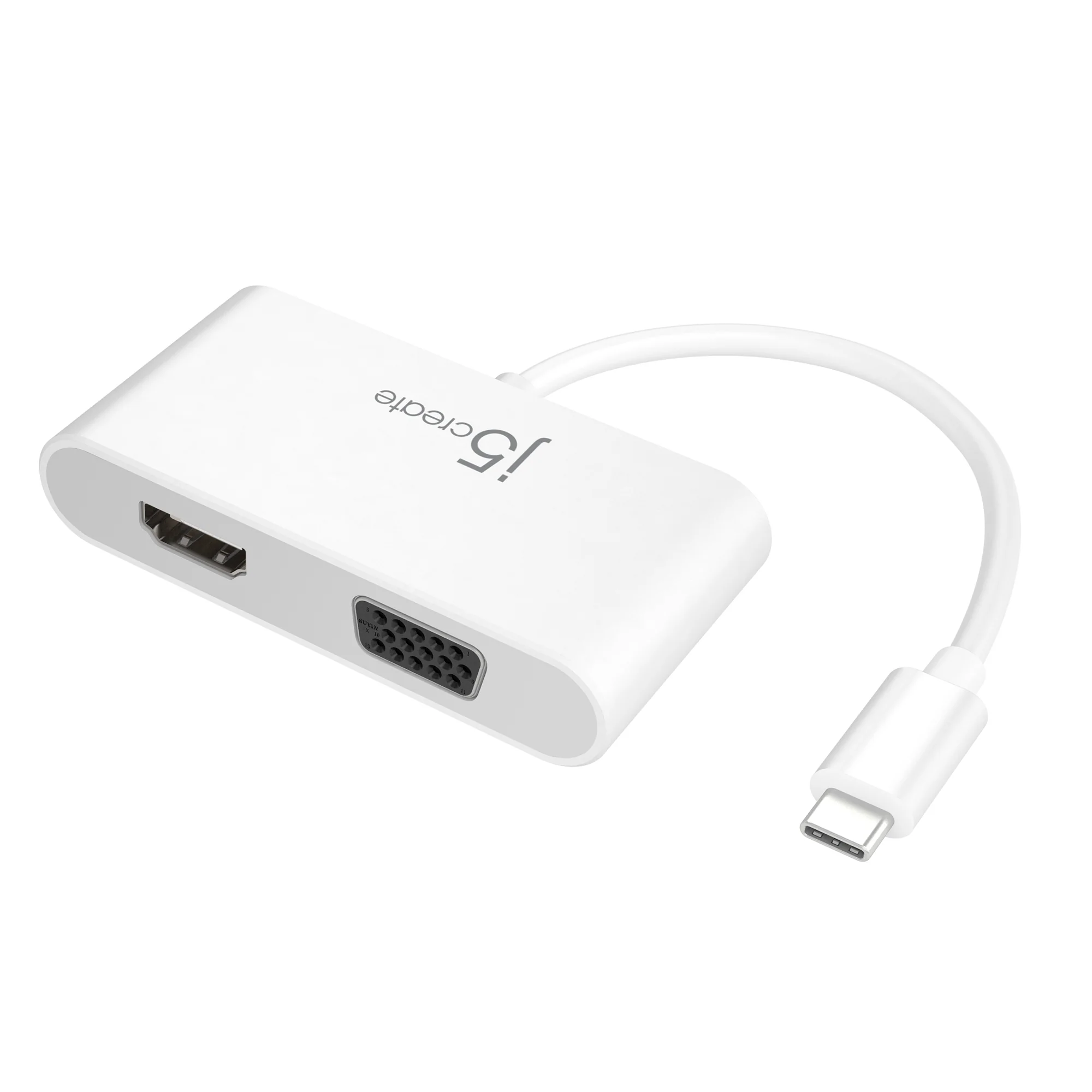 TYPE-C TO VGA კონექტორი | Converter TYPE-C TO VGA HDMI / White