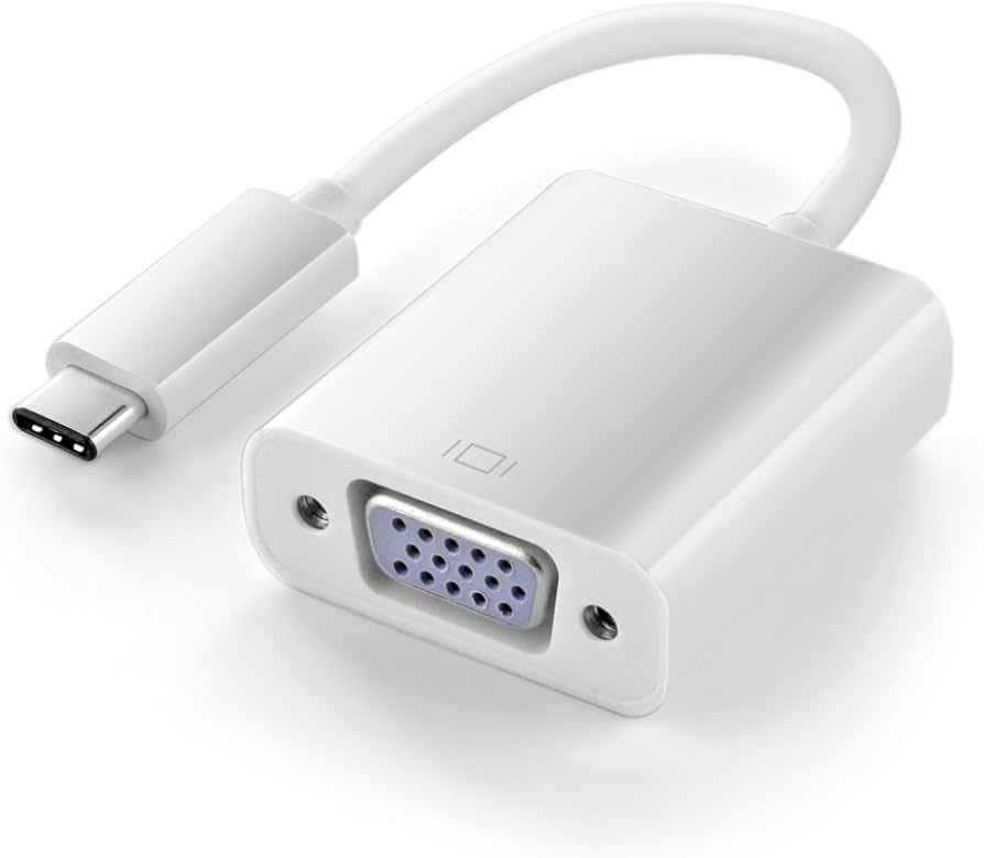 TYPE-C TO VGA კონექტორი | Converter TYPE-C TO VGA / White