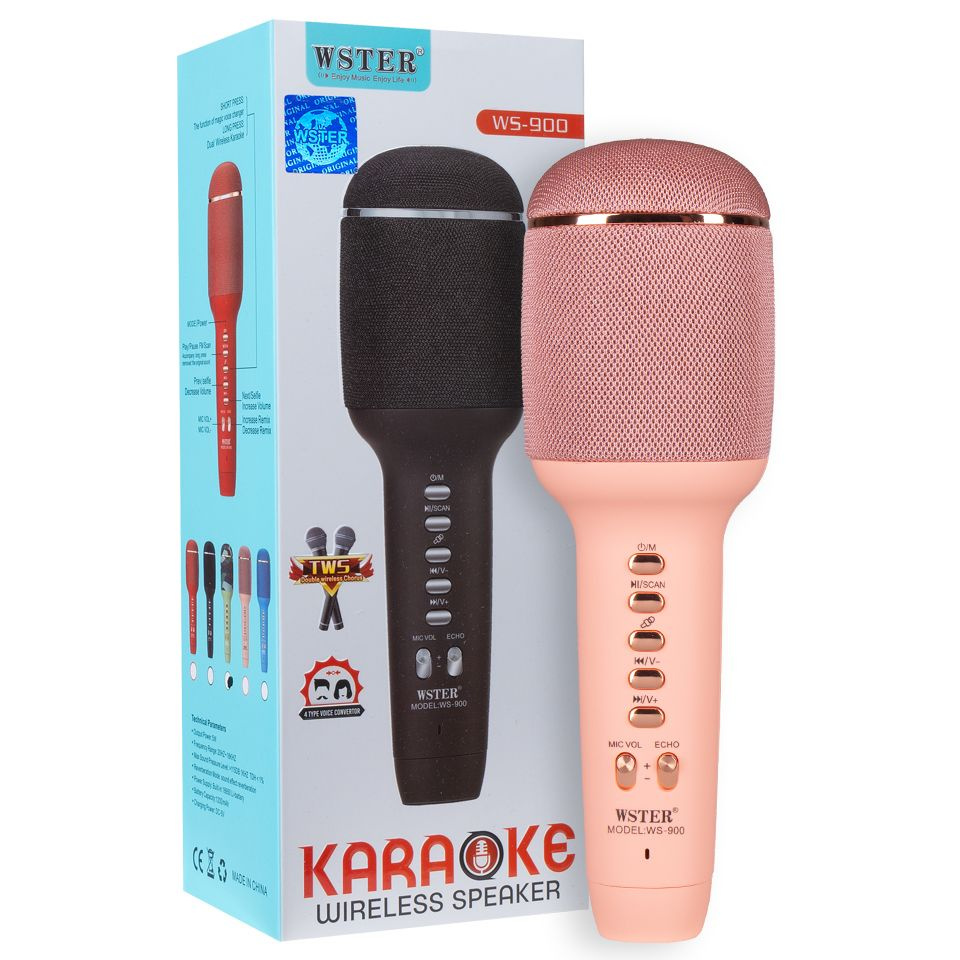 კარაოკე მიკროფონი | Karaoke Wireles Mikrophone Speaker WS-900  Pink